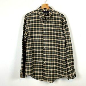 Ralph Lauren Men L Long Sleeve Button Down Plaid Blue Custom Fit Cotton Shirt